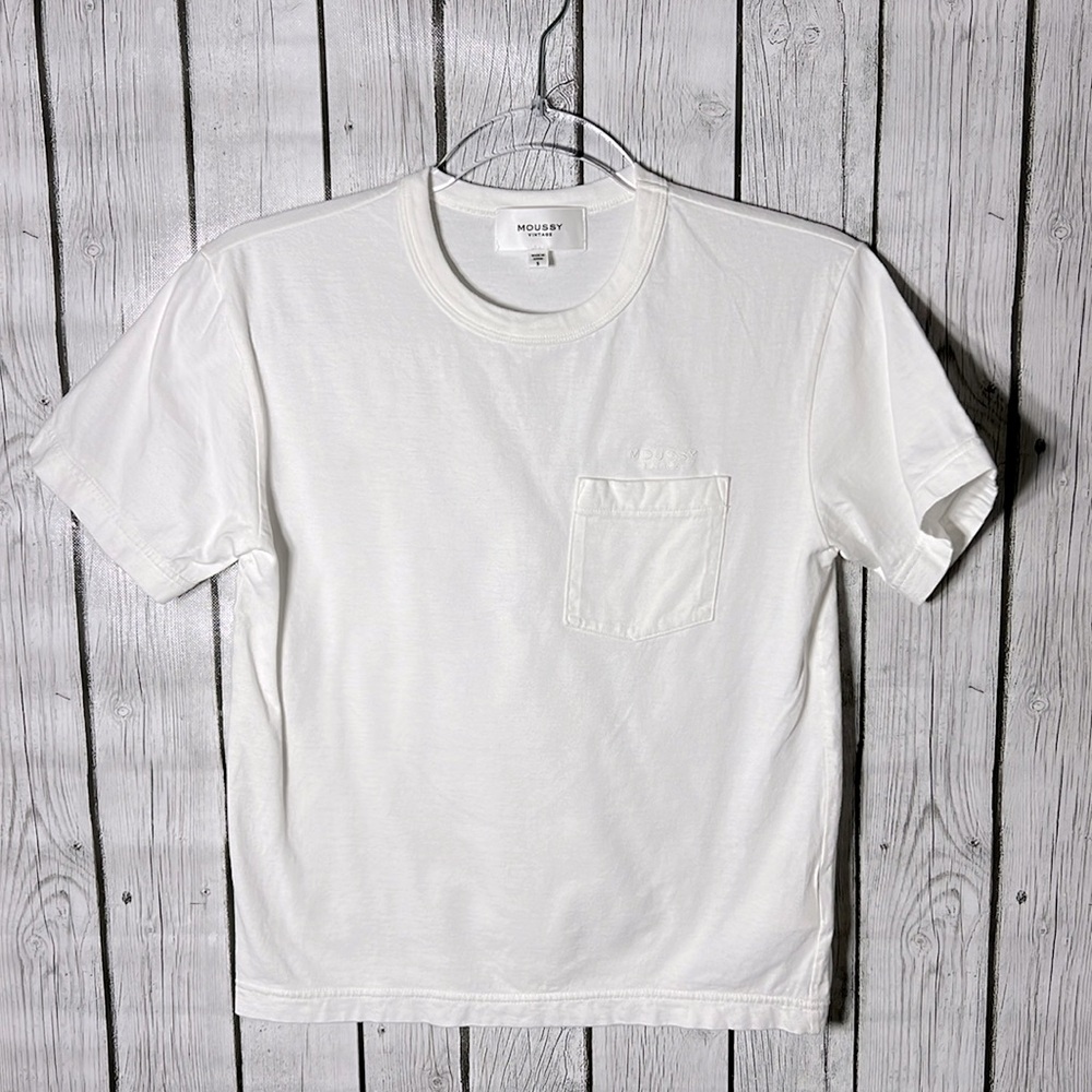Moussy Basic White Tee Size Small - image 1